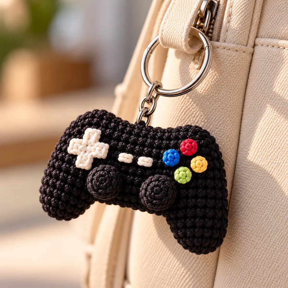 crochet game controller black 1