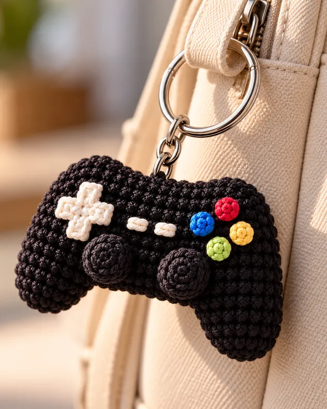 crochet game controller black 1