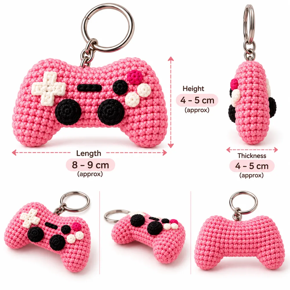 crochet game controller pink 2