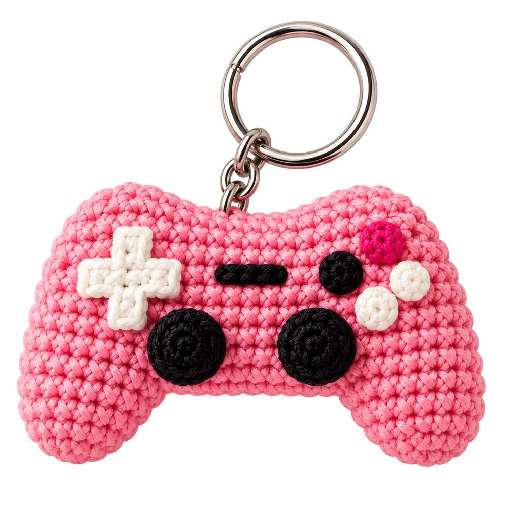 crochet game controller pink 1