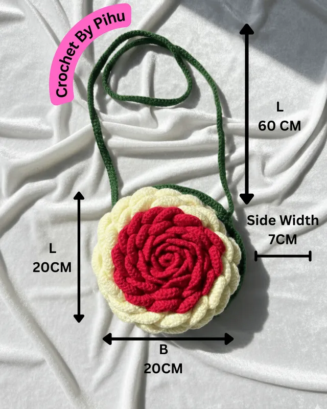 Single-Sided Rose Crochet Bag: handmade crochet by Crochet By Pihu