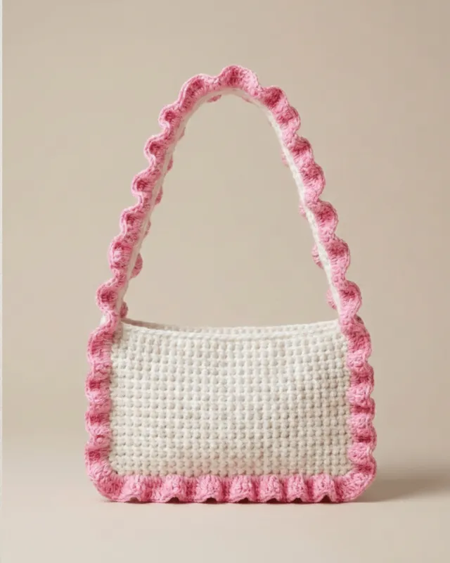 Blush Wave Crochet Shoulder Bag: handmade crochet by Crochet By Pihu