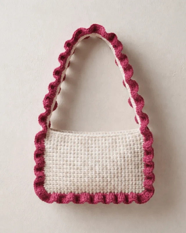 Blush Wave Crochet Shoulder Bag: handmade crochet by Crochet By Pihu