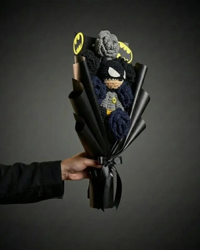 Batman Bouquet (Premium Edition): handmade crochet by Crochet By Pihu