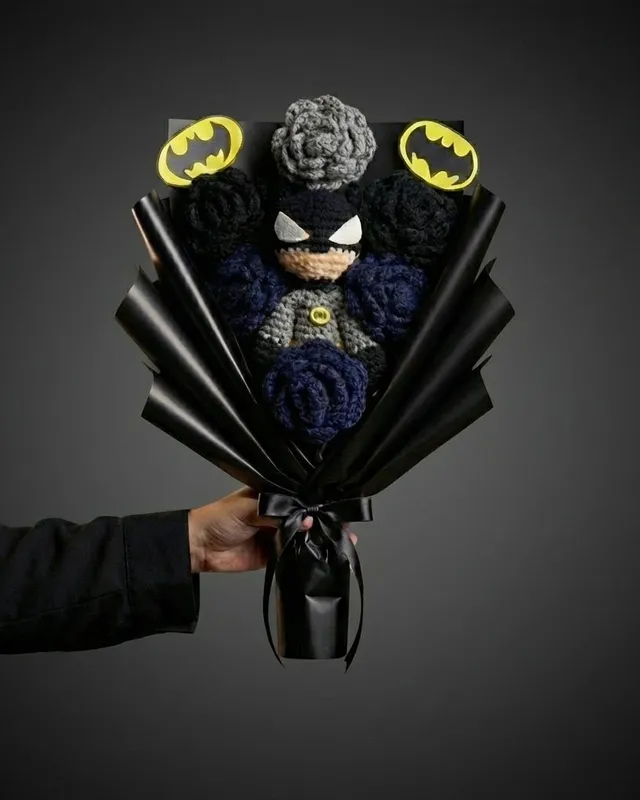Batman Bouquet (Premium Edition): handmade crochet by Crochet By Pihu