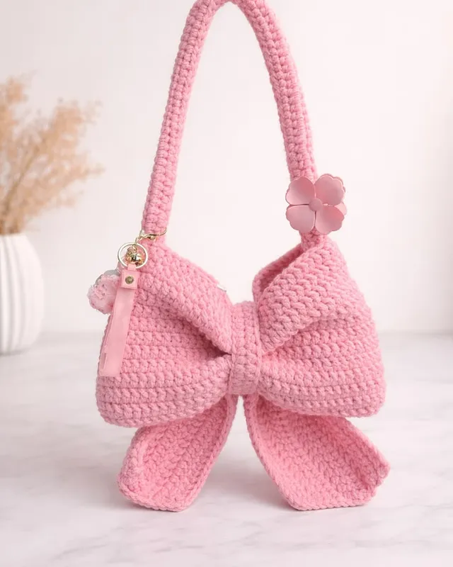 Bow Handbag: handmade crochet by Crochet By Pihu