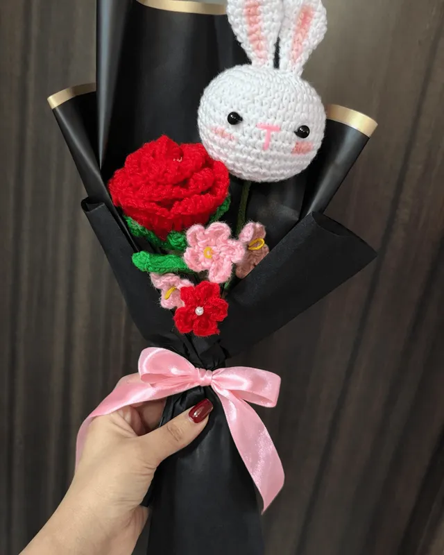 Bunny & Flower Bouquet: handmade crochet by Crochet By Pihu