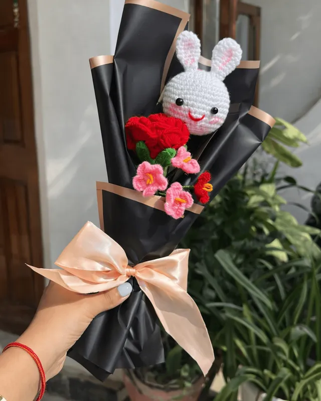 Bunny & Flower Bouquet: handmade crochet by Crochet By Pihu