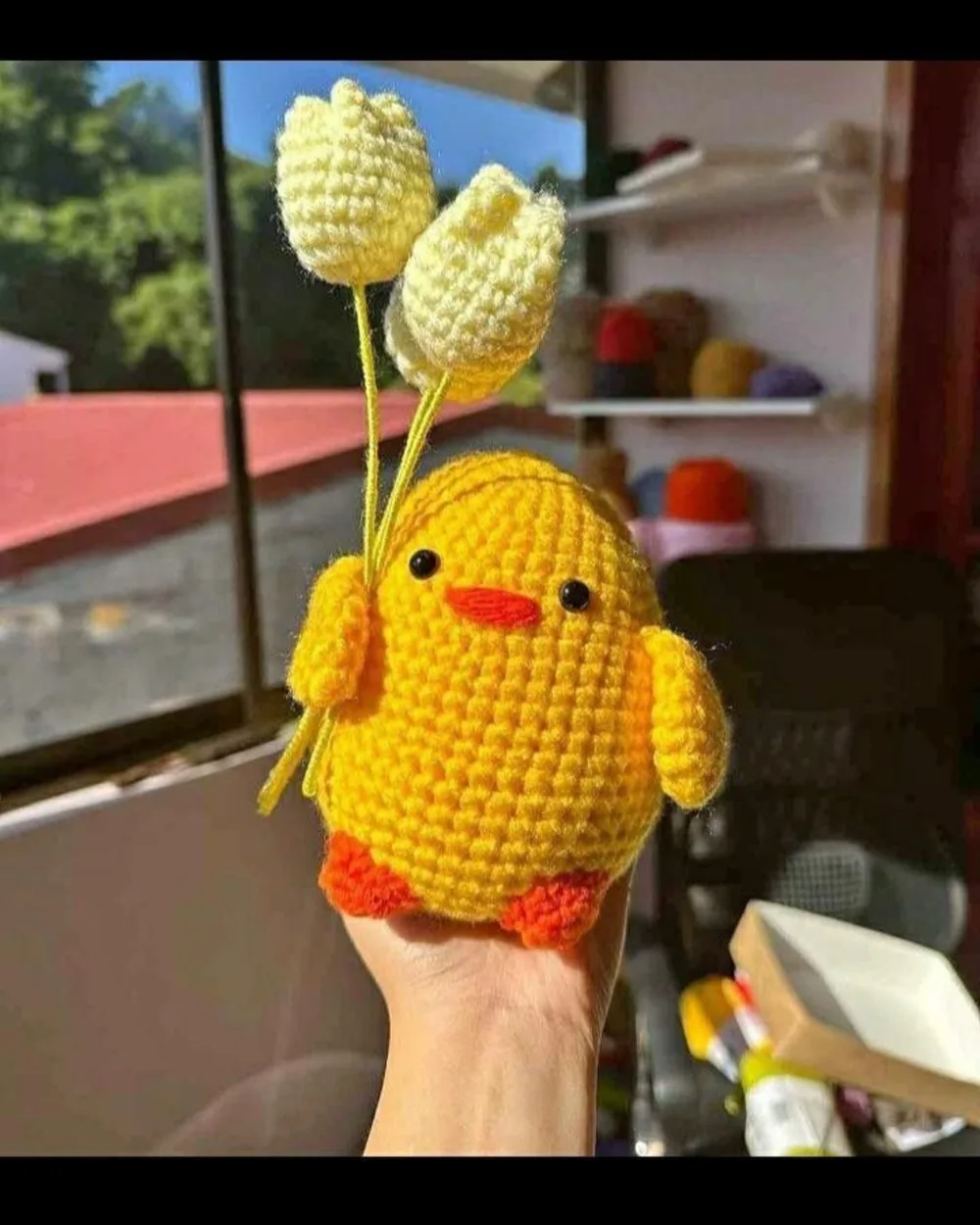 Chick with Tulips: handmade crochet by Crochet By Pihu