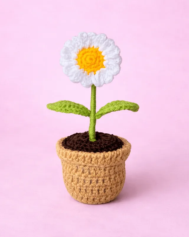 Daisy Flower Pot: handmade crochet by Crochet By Pihu