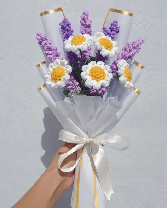 Daisy & Lavender Bouquet: handmade crochet by Crochet By Pihu