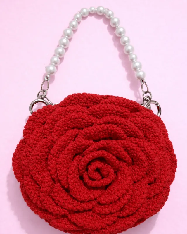 Double Sided Rose Bag: handmade crochet by Crochet By Pihu