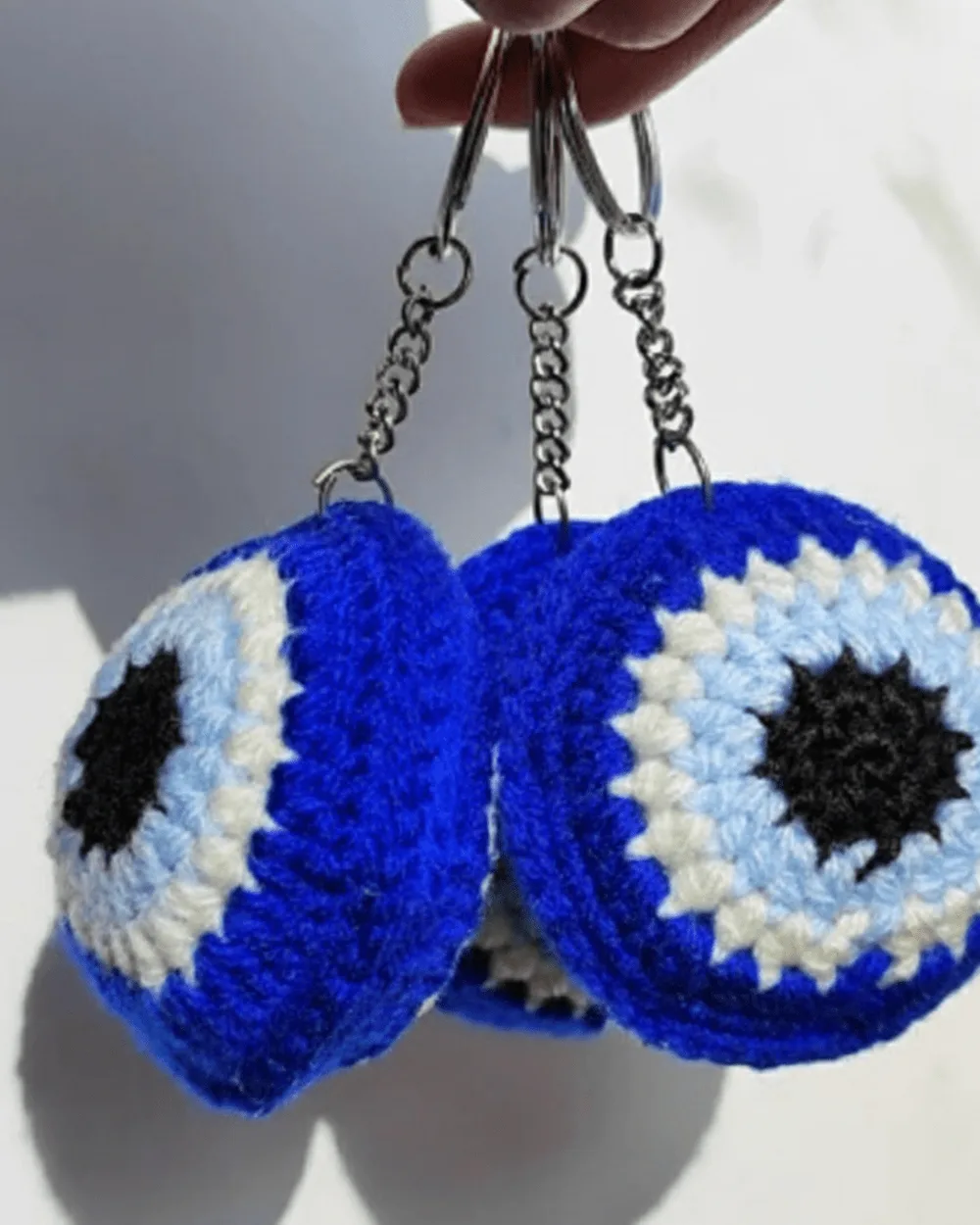 Evil Eye Keychain (Pack of 3): handmade crochet by Crochet By Pihu