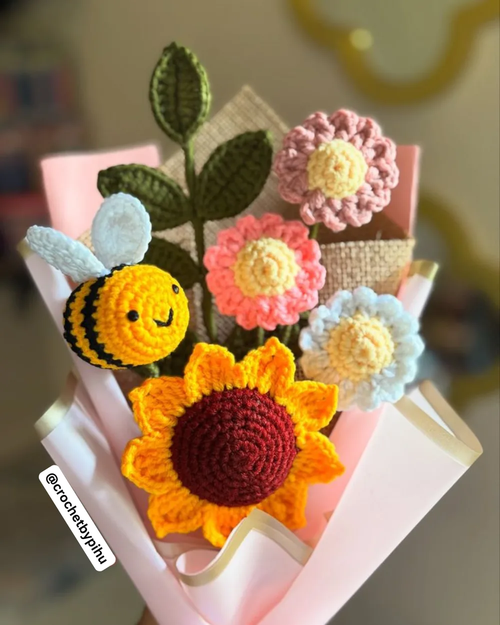 Flower & Bee Bouquet: handmade crochet by Crochet By Pihu