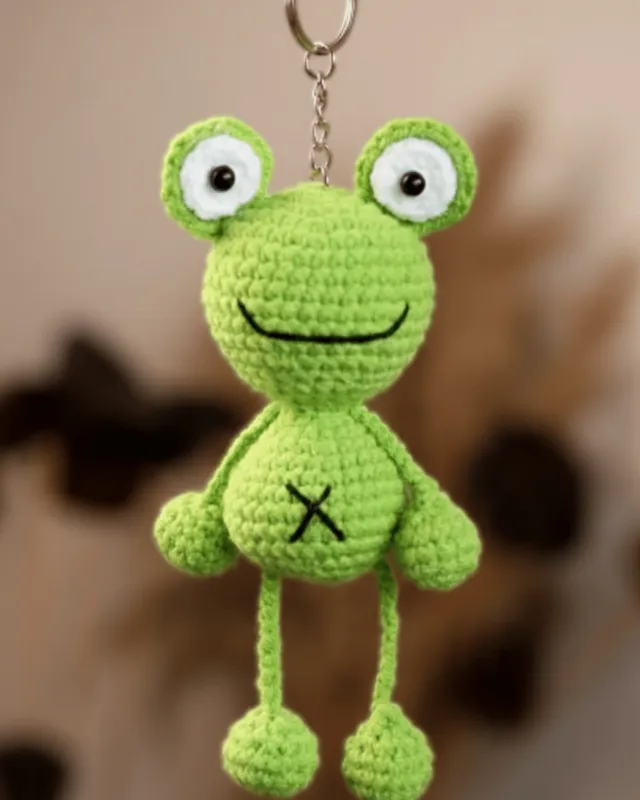 Frog Keychain: handmade crochet by Crochet By Pihu