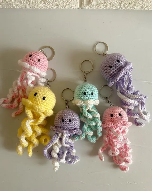 Jellyfish Keychain: handmade crochet by Crochet By Pihu