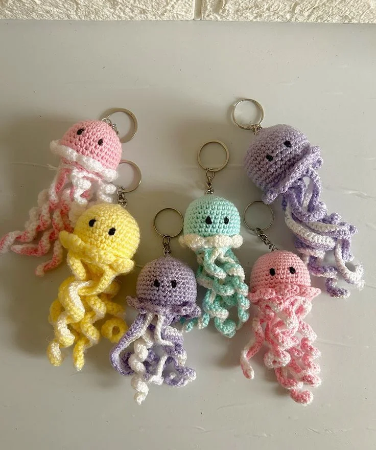 Jellyfish Keychain: handmade crochet by Crochet By Pihu