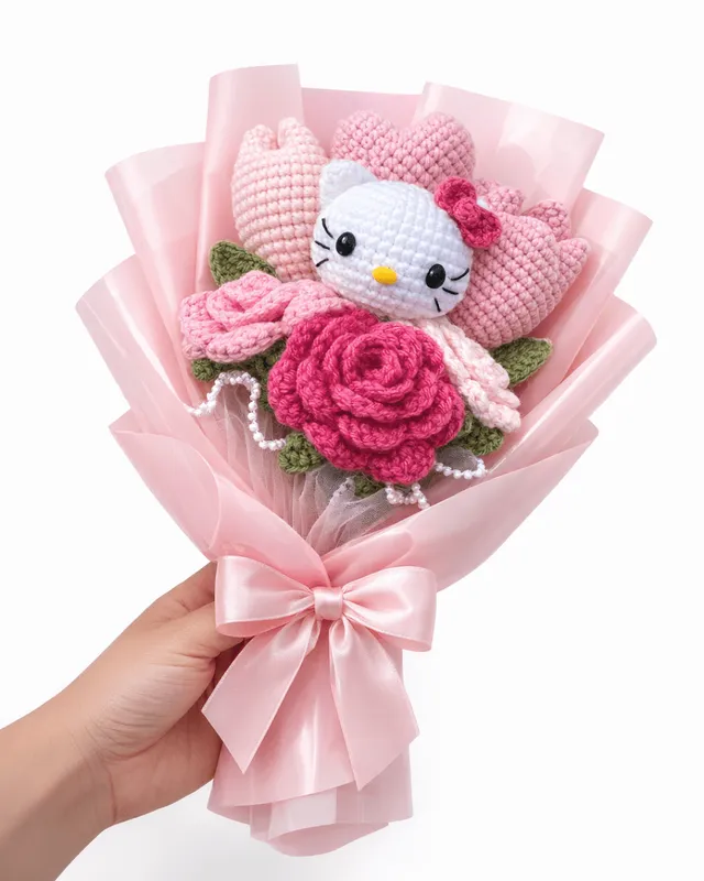 Kitty Flower Bouquet: handmade crochet by Crochet By Pihu