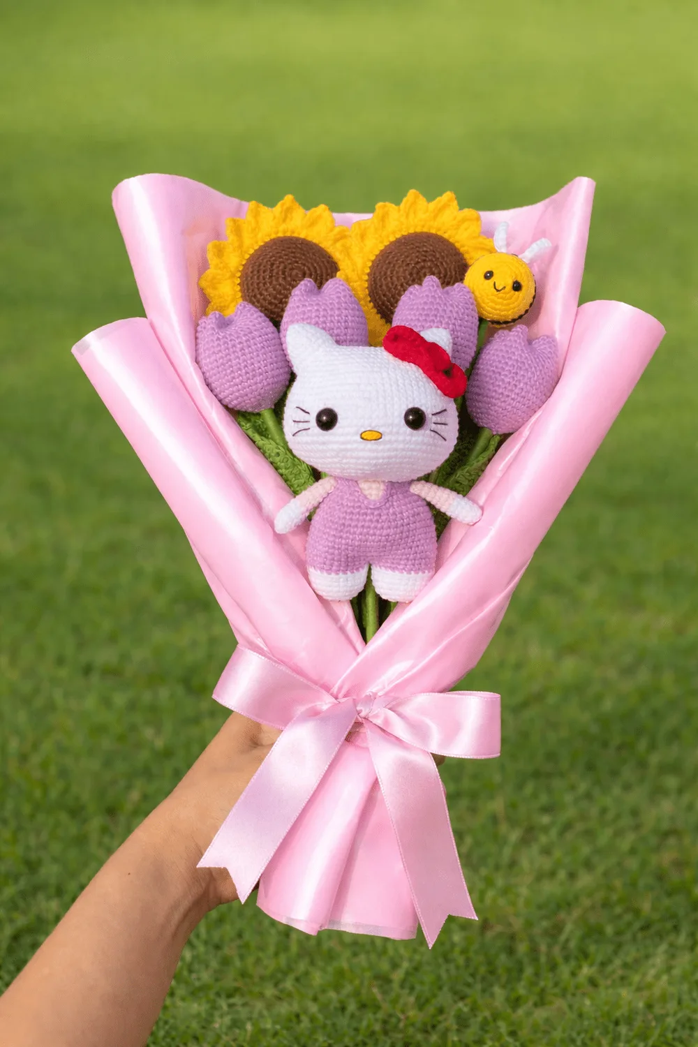 Kitty & Sunflower Bouquet: handmade crochet by Crochet By Pihu