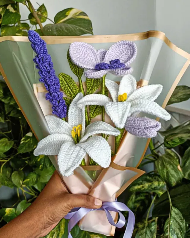 Lily & Lavender Bouquet: handmade crochet by Crochet By Pihu