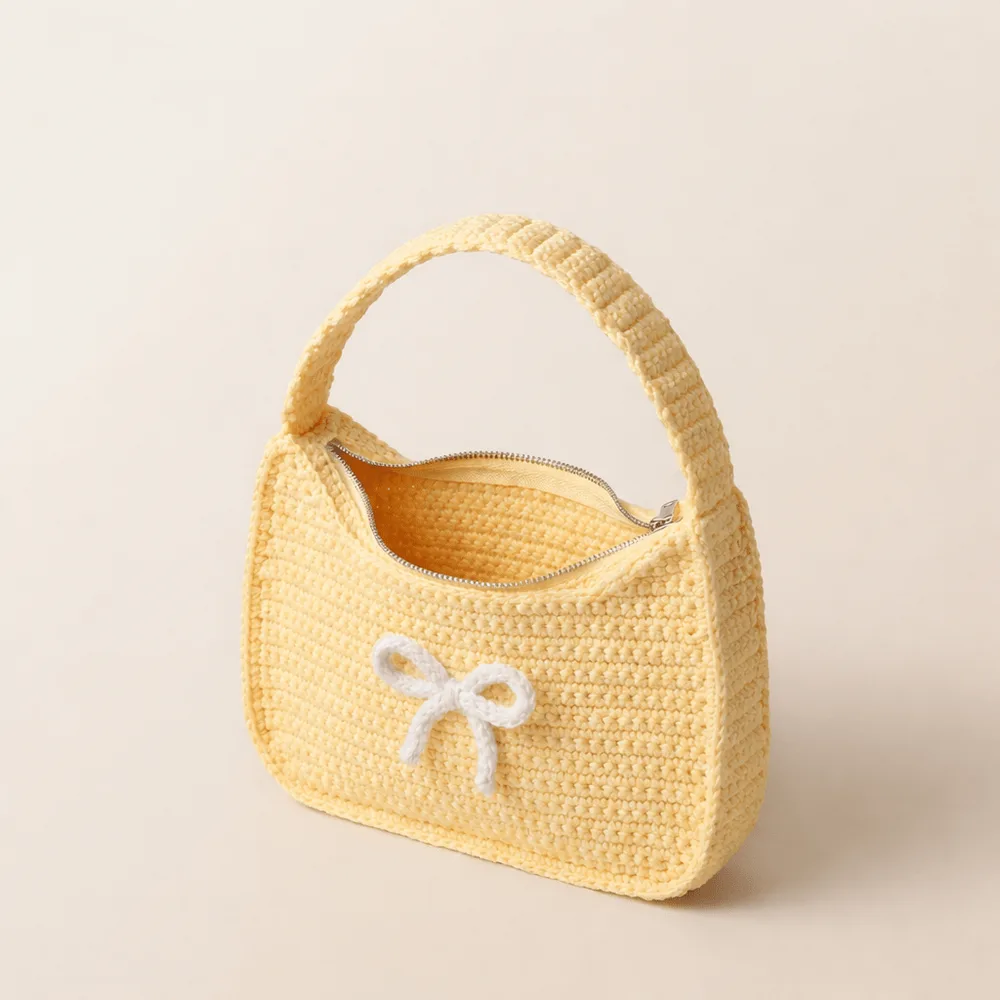 Mini Handbag with Bow: handmade crochet by Crochet By Pihu