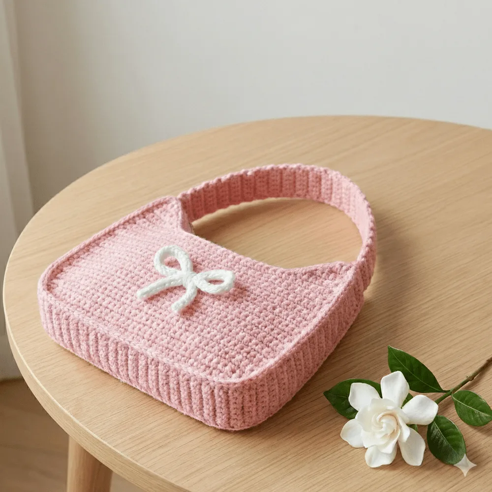 Mini Handbag with Bow: handmade crochet by Crochet By Pihu