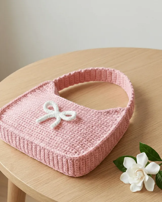 Mini Handbag with Bow: handmade crochet by Crochet By Pihu