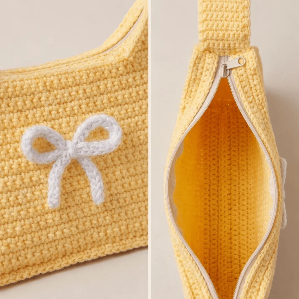 Mini Handbag with Bow: handmade crochet by Crochet By Pihu