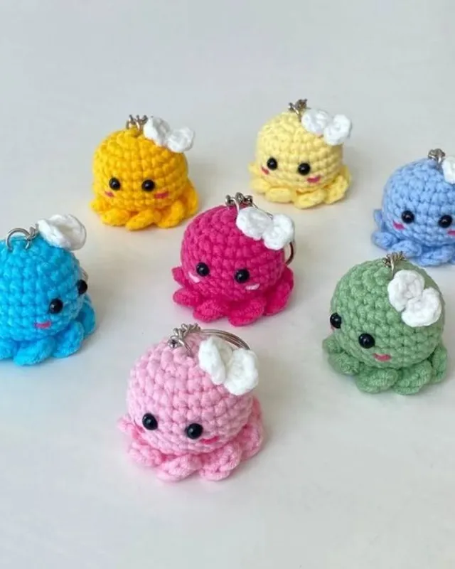 Octopus Keychain (Pack of 2): handmade crochet by Crochet By Pihu