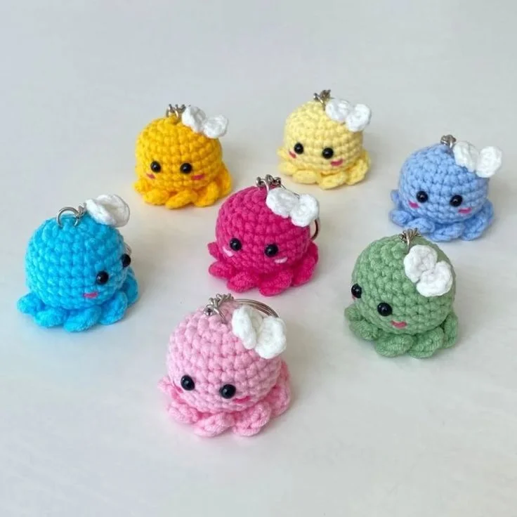 Octopus Keychain (Pack of 2): handmade crochet by Crochet By Pihu