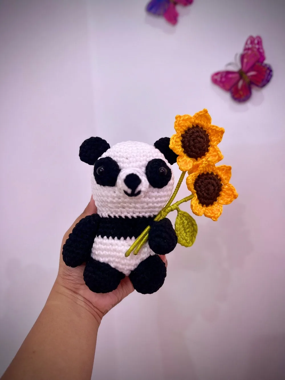 Panda with Sunflower: handmade crochet by Crochet By Pihu