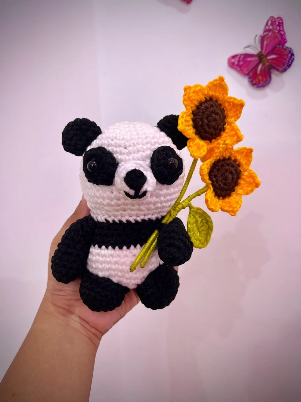 Panda with Sunflower: handmade crochet by Crochet By Pihu