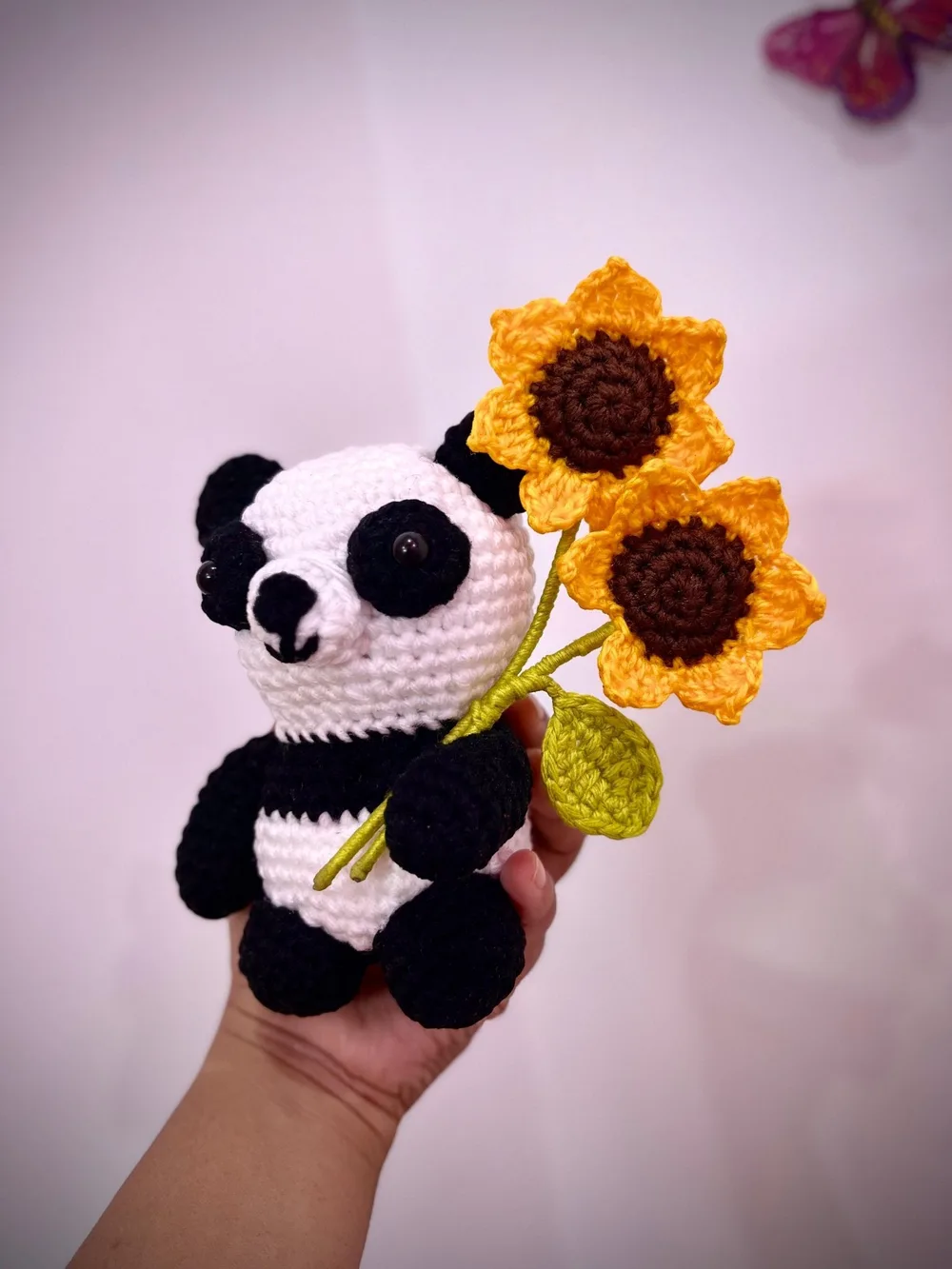 Panda with Sunflower: handmade crochet by Crochet By Pihu