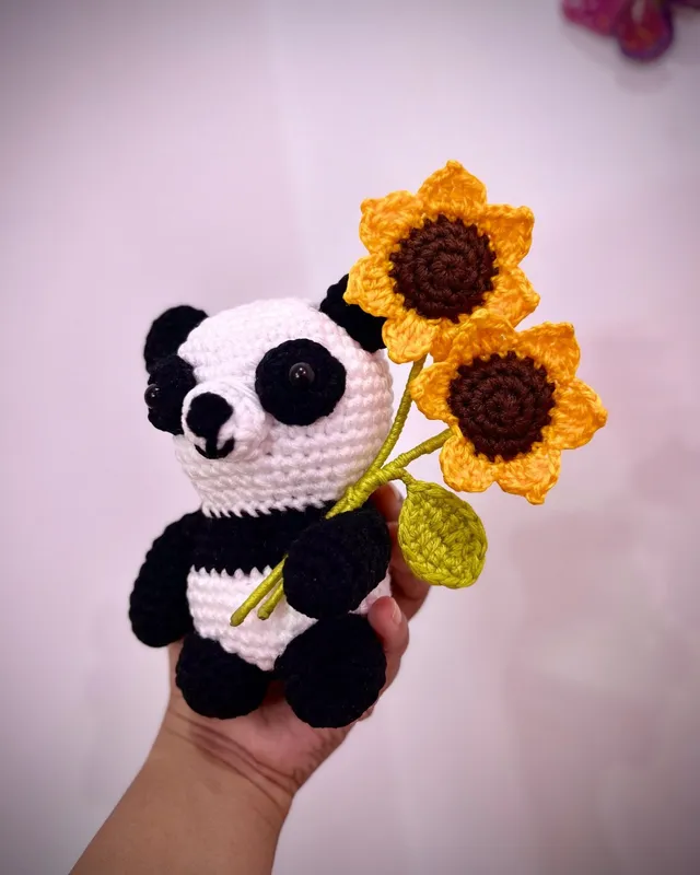Panda with Sunflower: handmade crochet by Crochet By Pihu