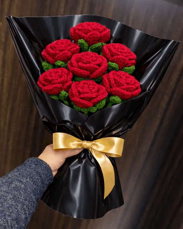 Red Rose Bouquet (7 Roses): handmade crochet by Crochet By Pihu