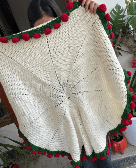 Rose Border Round Blanket: handmade crochet by Crochet By Pihu