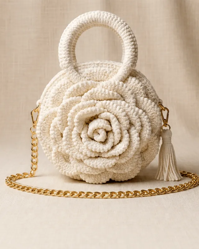 Double Sided Rose Handbag: handmade crochet by Crochet By Pihu