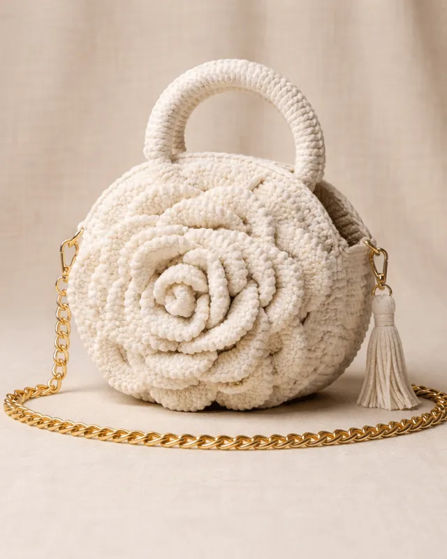 Double Sided Rose Handbag: handmade crochet by Crochet By Pihu