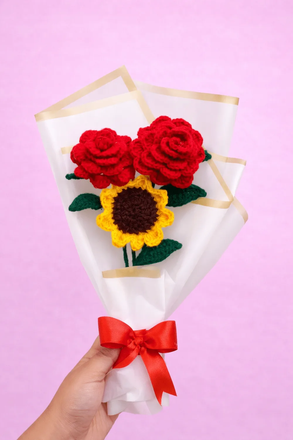 Rose & Sunflower Bouquet: handmade crochet by Crochet By Pihu
