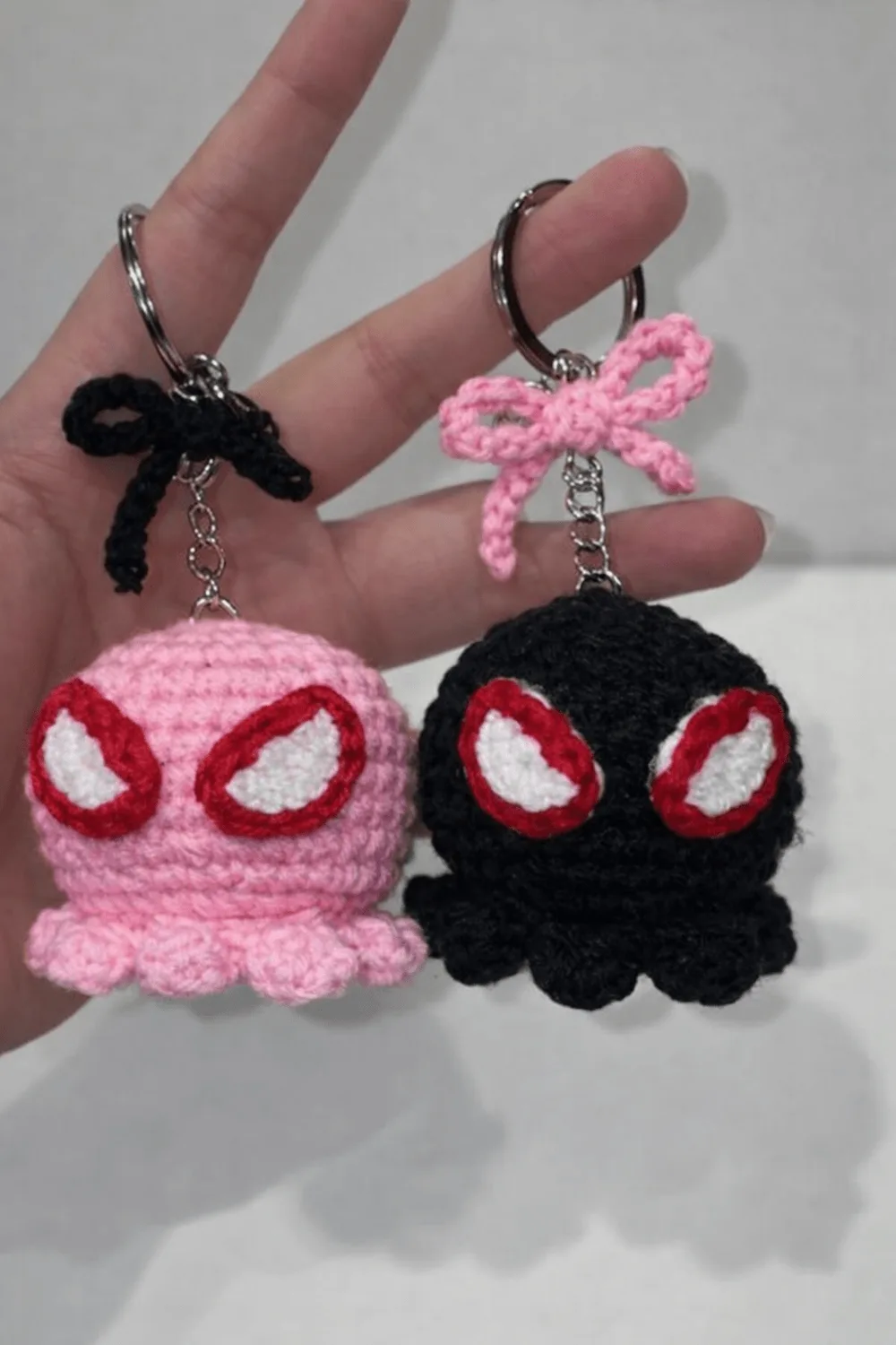 Spider Character Keychain (Pack of 2): handmade crochet by Crochet By Pihu