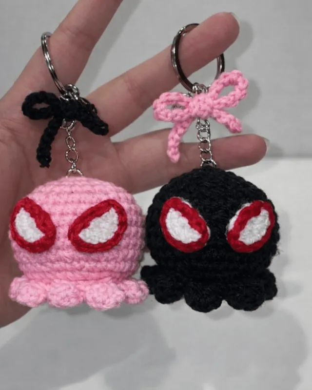 Spider Character Keychain (Pack of 2): handmade crochet by Crochet By Pihu
