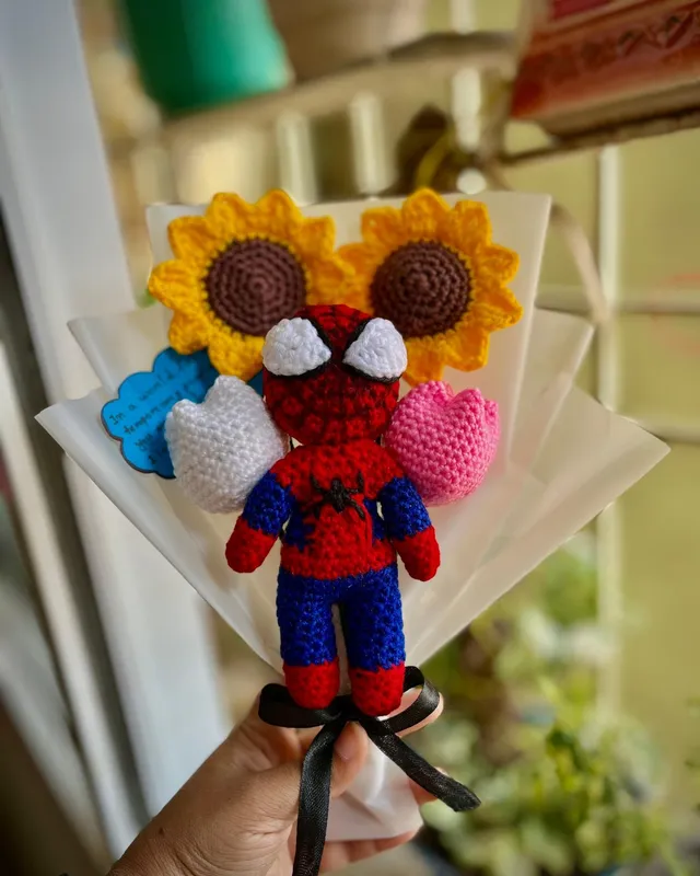 Spiderman Floral Bouquet: handmade crochet by Crochet By Pihu