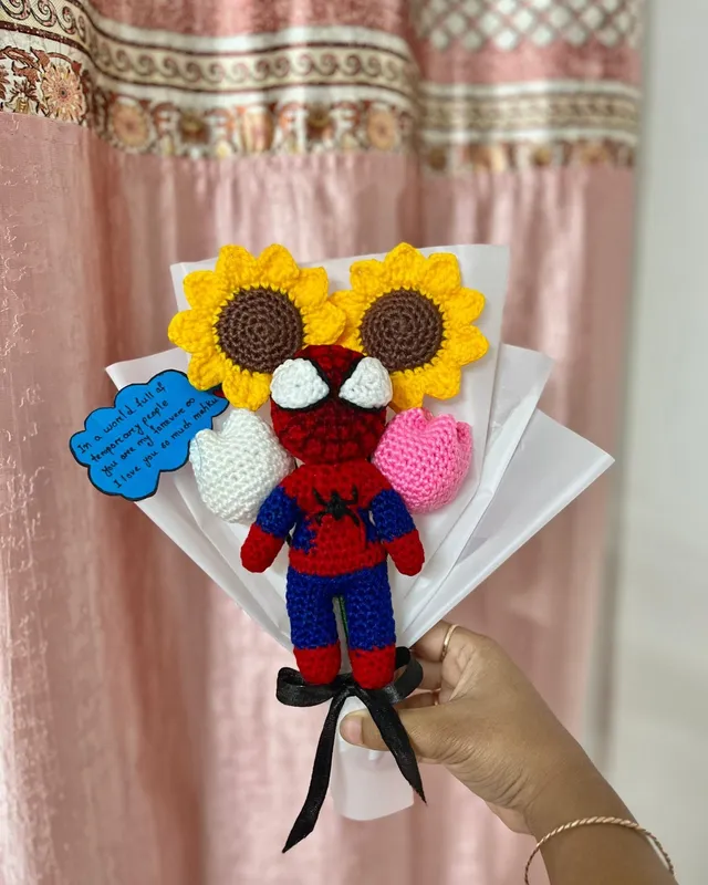 Spiderman Floral Bouquet: handmade crochet by Crochet By Pihu