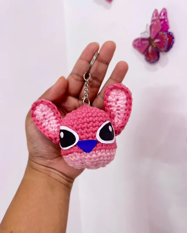 Stitch and Angel Keychain: handmade crochet by Crochet By Pihu