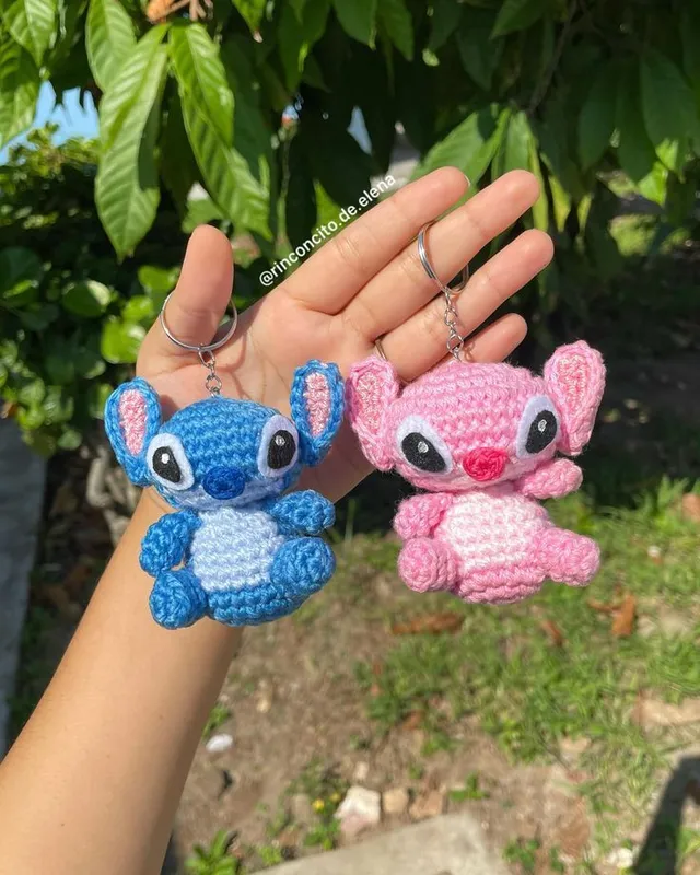 Stitch Keychain (Pack of 2): handmade crochet by Crochet By Pihu