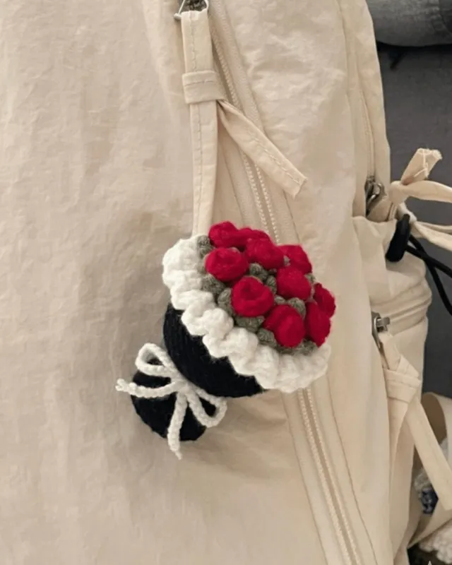 Mini Rose Bouquet Keychain: handmade crochet by Crochet By Pihu