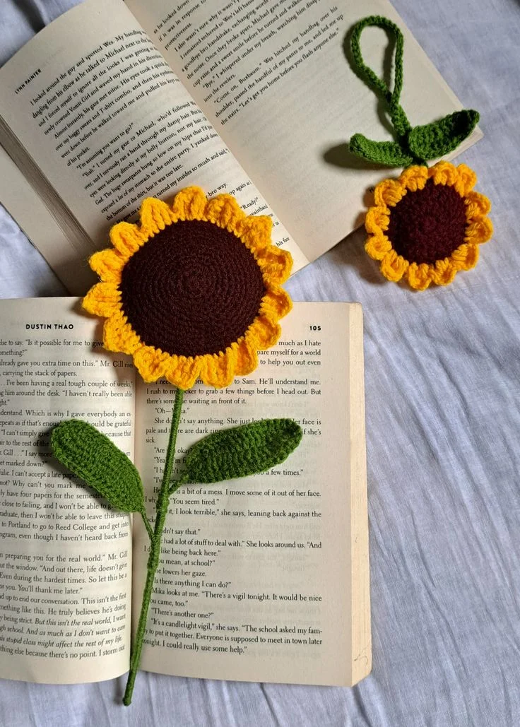 Sunflower Bookmark (Crochet Flower Page Marker): handmade crochet by Crochet By Pihu
