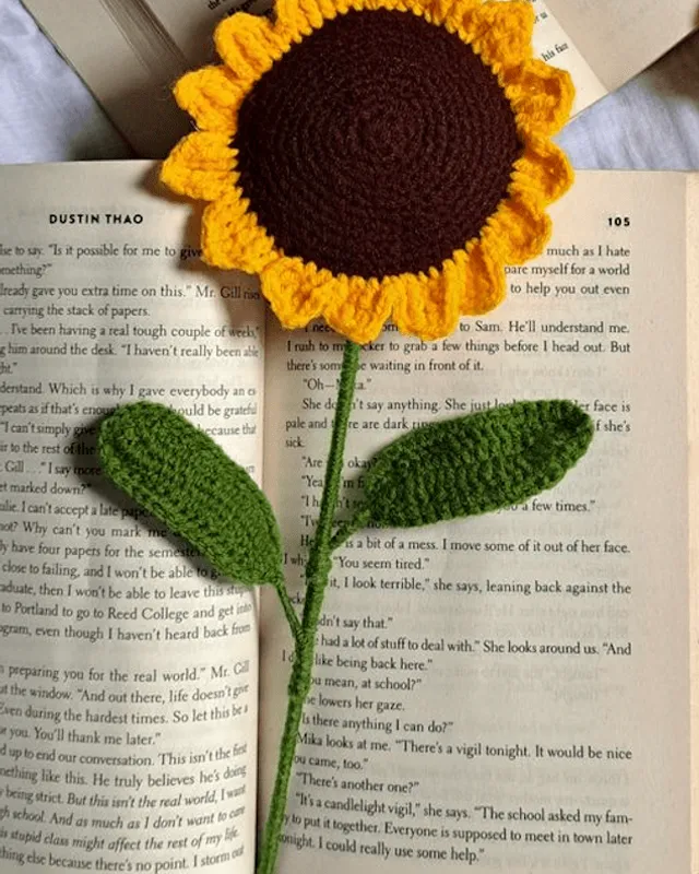 Sunflower Bookmark (Crochet Flower Page Marker): handmade crochet by Crochet By Pihu