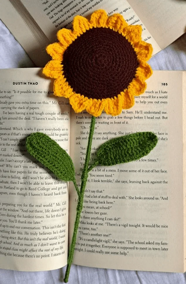 Sunflower Bookmark (Crochet Flower Page Marker): handmade crochet by Crochet By Pihu