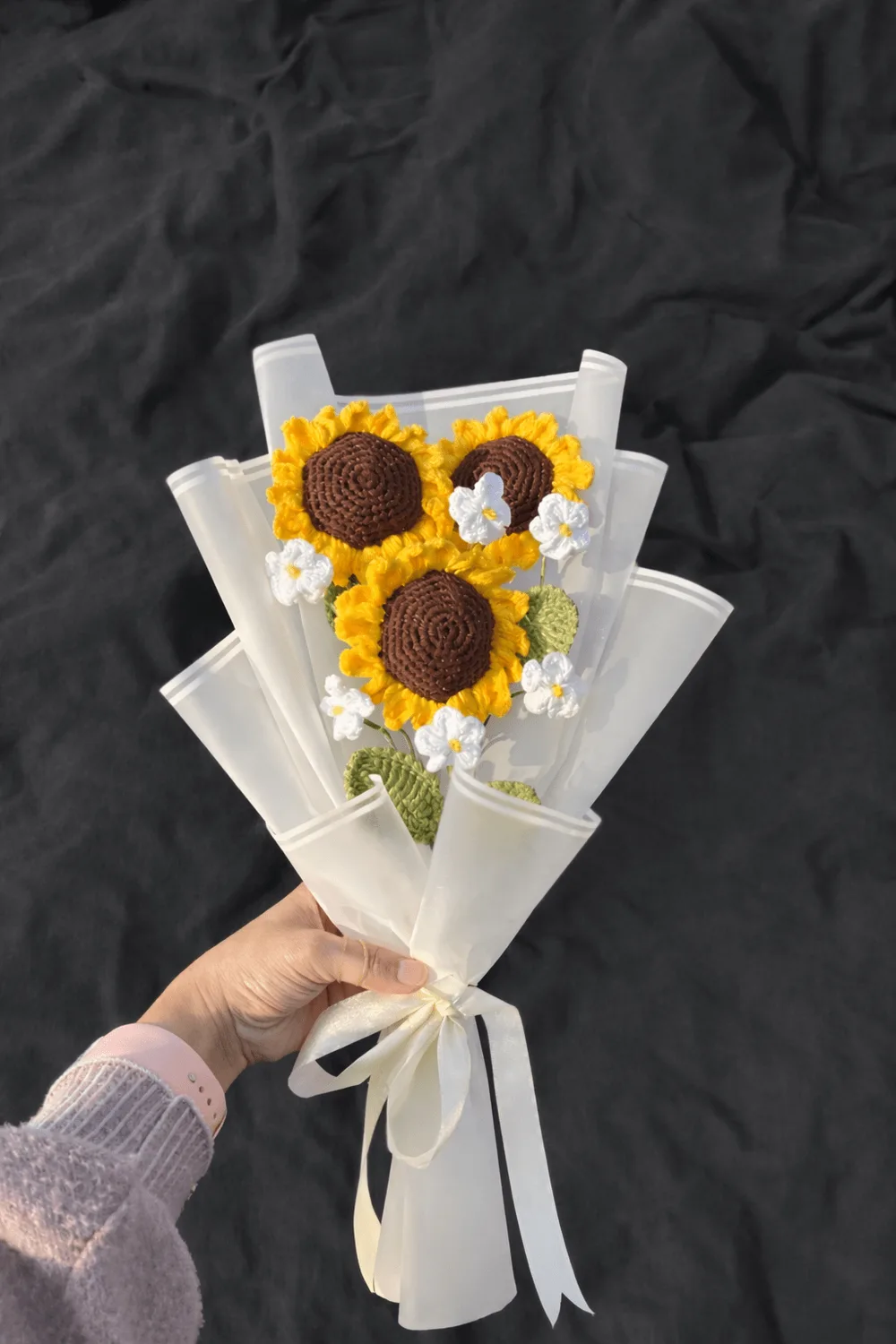 Sunflower Bouquet with Mini Flowers: handmade crochet by Crochet By Pihu